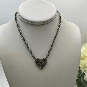 Sabika Retired Pink Heart Antique‎ Silver Necklace